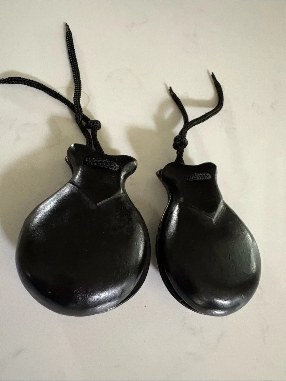 2 Pair of Spanish Flamenco  Black wood Castanets with Cord